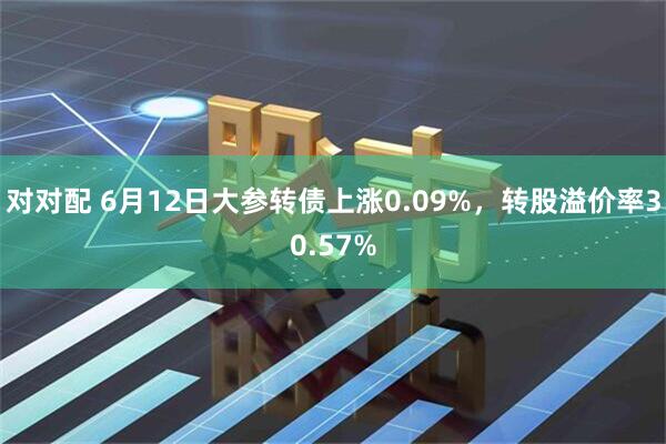 对对配 6月12日大参转债上涨0.09%，转股溢价率30.57%